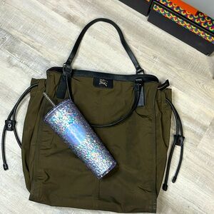Burberry Green Nylon Buckleigh Tote Bag